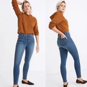 Madewell Womens Dewitt Medium Wash 10" High Rise Button Front Skinny Jean Sz 30